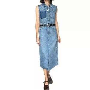 Zara Asymmetric Sleeveless Denim Dress Women’s Size S